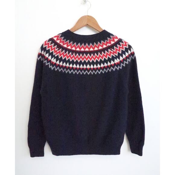 MARIE LUND COPENHAGEN Fair Isle Merino Wool Sweater Jumper Navy YOOX M $119 - Picture 7 of 11